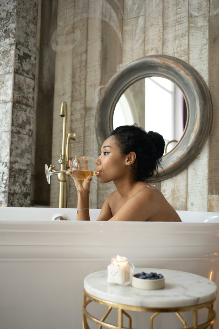 Contemporary bathroom mirror with LED lights