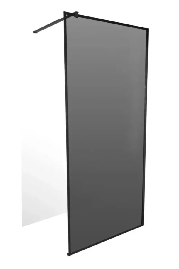 Pyrenees Black 900x2000 With Ext Arm 8mm Smoked Glass