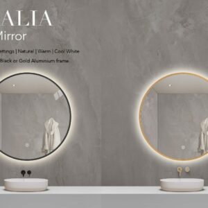 Amalia Black Framed Round Mirror 900mm