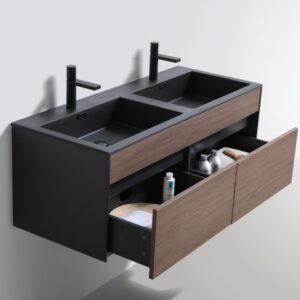 1200 Simplicity vanity & Charcoal DBL Basin